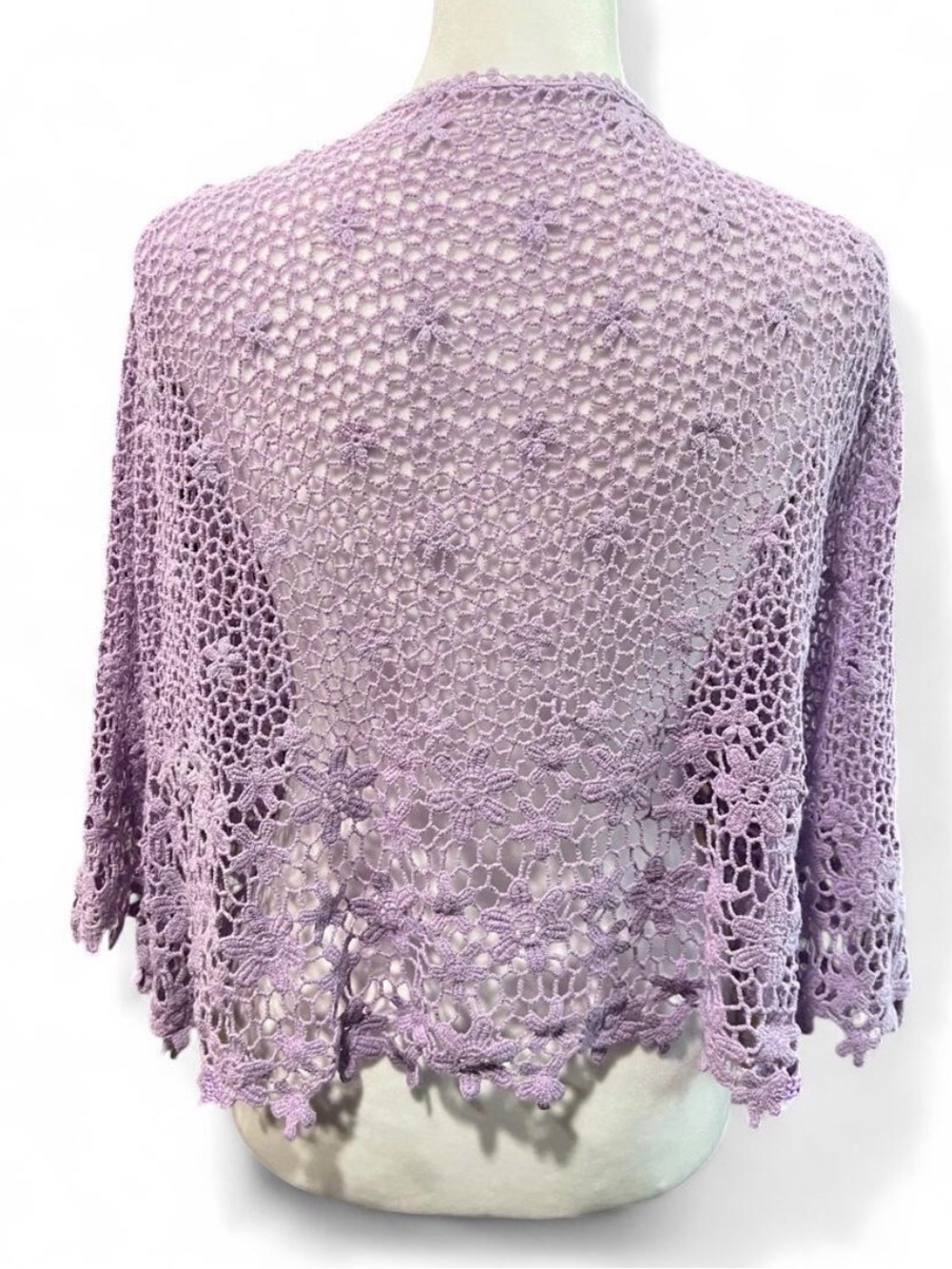 Lilac Crochet Open-Front Women's Sweater Cardigan - Picture 4 of 7